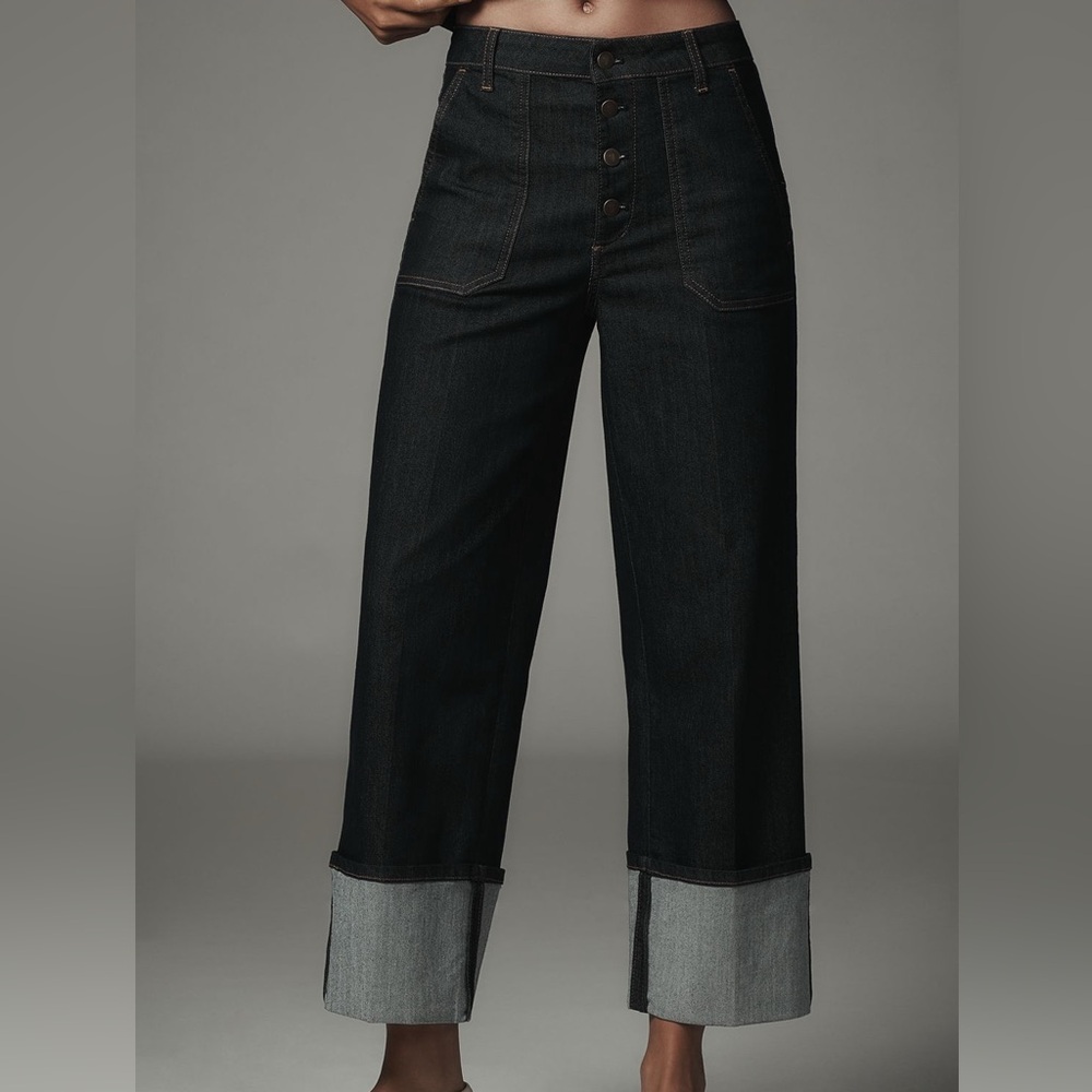 Pilcro high rise dark denim jeans.